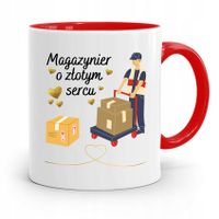 Kubek Czerwony Dla Magazyniera O Złotym Sercu Z Nadrukiem Ze Zdjęciem