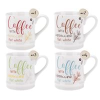 Kubek porcelanowy z uchem 300 ml porcelana do kawy herbaty zestaw 4 szt.