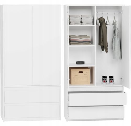 Szafa garderoba 90cm 2szuflady biała B-9 na Arena.pl