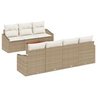 Zestaw 8-osobowy sofa ogrodowa z poduszkami Beżowy poli rattan Akacja