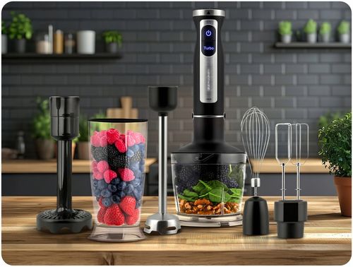 Blender ręczny 1500W czarny Berdsen tytanowe ostrza wielofunkcyjny 5w1 na Arena.pl