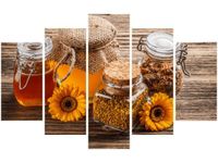 70 100CM OBRAZ 5 ELEM MIÓD PSZCZELI DRUK PŁÓTNO