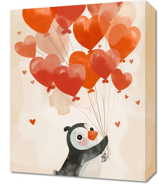 Obraz 40x50cm Pingwinek z Balonami zdjęcie 1