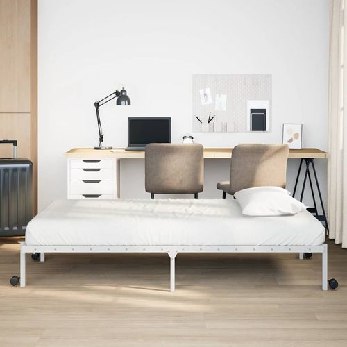 Rama łóżka bez materaca składana biała 90x190 cm stalowa na Arena.pl