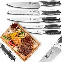 ZESTAW KOMPLET 5 NOŻY KUCHENNYCH STALOWE ostre NOŻE NÓŻ SZEFA KUCHNI 18/0