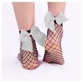 skarpetki kabaretki z kokardą szare skar01sz