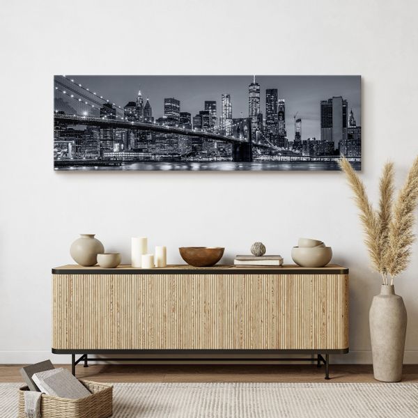 Obraz Panoramiczny NOWY YORK Nocą Brooklyn Bridge Miasto 145cm x 45cm zdjęcie 7