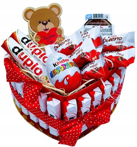 Tort KINDER Box Kosz Prezentowy Urodziny Imieniny Prezent Zestaw 18 30 40 na Arena.pl