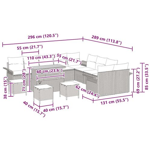 Zestaw Sof na Ogród 14 pcs Czarny polirattan na Arena.pl
