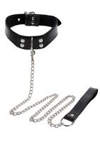 obróżka ze smyczą elegant collar and chain leash black taboom