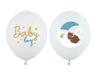 Balony lateksowe Baby Boy miś na księżycu, 30 cm 3 szt.