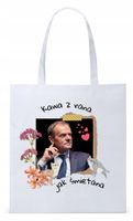 Donald Tusk Platforma Torba Eco Biała Shopper Z Nadrukiem Ze Zdjęciem