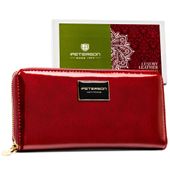 duży, czerwony portfel damski z lakierowanej skóry naturalnej - peterson