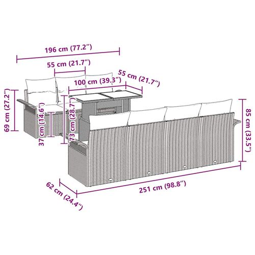 Zestaw Sof na Ogród z poduszką 8 pcs Czarny Polirattan na Arena.pl