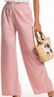 SPODNIE DAMSKIE z szerokimi nogawkami ELASTYCZNE KULOTY M/L RÓŻOWE