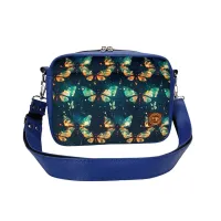 Torebka Motyle Nocą  - Uniwersalna Torebka Prostokątna Kolor ekoskóry - Niebieski