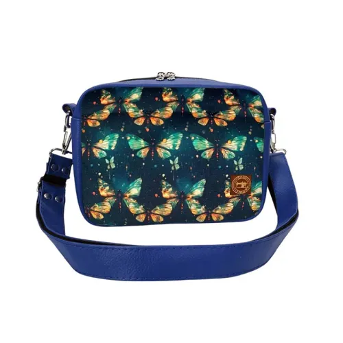 Torebka Motyle Nocą  - Uniwersalna Torebka Prostokątna Kolor ekoskóry - Niebieski na Arena.pl