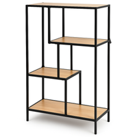 Regał loftowy 114x69x33 cm czarny metal dąb z półkami biuro salonmi
