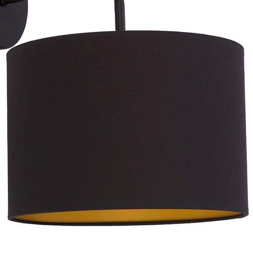 Okrągły kinkiet abażurowy Alice 9084 do sypialni czarny złoty na Arena.pl