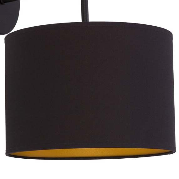 Okrągły kinkiet abażurowy Alice 9084 do sypialni czarny złoty zdjęcie 2