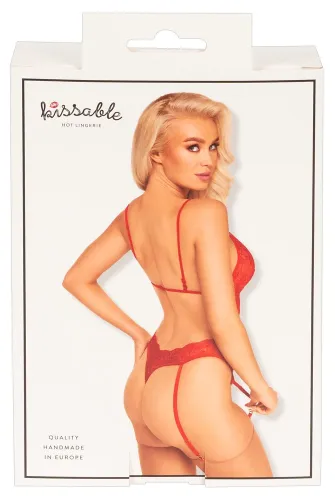 kissable body czerwone koronkowe z paskami do pończoch s/m na Arena.pl