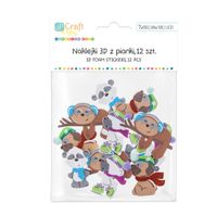 NAKLEJKI 3D Z PIANKI 12SZT KSPI-413 ZIMOWE ZWIERZAKI DP CRAFT