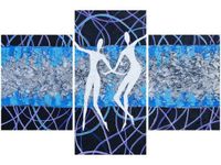 90X60CM OBRAZ OBRAZ LUDZIE POCHŁONIĘCI MUZYKĄ BLUE BLUES TRZY OBRAZY