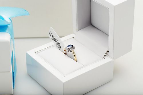 pierścionek z szafirem i diamentami dowolne złoto 585 żółte 18 na Arena.pl