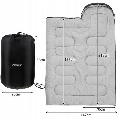 Śpiwór Turystyczny z Kapturem Ciepły Mumia Kołdra 2w1 Lekki + Pokrowiec XXL na Arena.pl