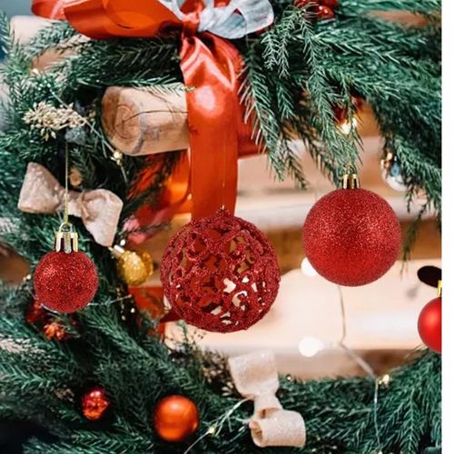 BOMBKI CHOINKOWE NIETŁUKĄCE OZDOBY ŚWIĄTECZNE ZESTAW BOMBEK 100szt CZERWONE na Arena.pl