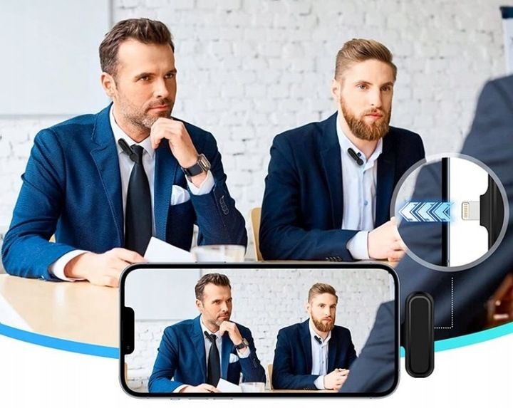 2X MIKROFON KRAWATOWY IPHONE BEZPRZEWODOWY + ETUI zdjęcie 6