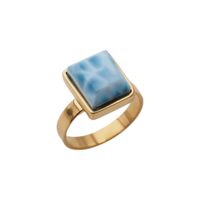 Pierścionek regulowany - prostokątny Larimar w srebrze złoconym 1