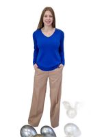 Ażurowy Sweter z Długim Rękawem Chabrowy L/XL