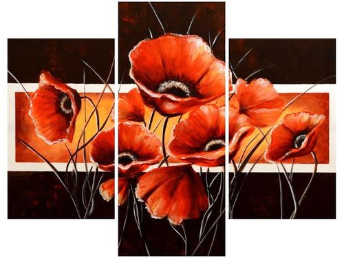 70 90CM OBRAZ 3 ELEM MOC MAKÓW ŚCIENNY PŁÓTNO na Arena.pl