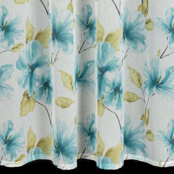 Firana gotowa na taśmie SOFIA 140x270 biała niebieska w kwiaty zdjęcie 9