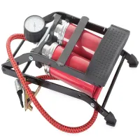 Pompka samochodowa nożna tuv 2 cylindery z manometrem i końcówki