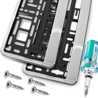 Ramki Pod Tablice Rejestracyjne Ramka Szczotkowane Aluminium Śrubki Wkrętak