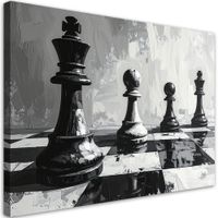 Nowoczesny Obraz do biura salonu, Szachy 3D Król Pionki 45x30