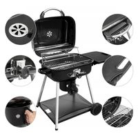 Grill węglowy ogrodowy duży przenośny Pokrywa półki kółka transportowe