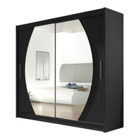 Szafa przesuwna Bega IV z lustrem 180cm - pojemna garderoba - CZARNY