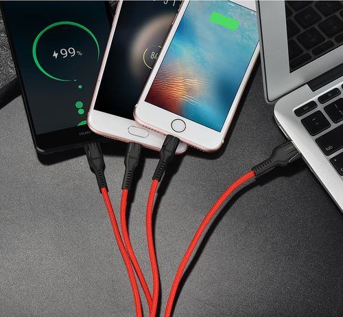 Hoco mocny kabel 3w1 micro USB + USB-C + lightning na Arena.pl