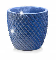 Doniczka ceramiczna osłonka okrągła tłoczenia kobaltowa 30cm