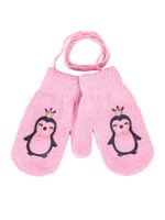 Rękawiczki dziecięce jednopalczaste ze sznurkiem z pingwinem 10 YOCLUB