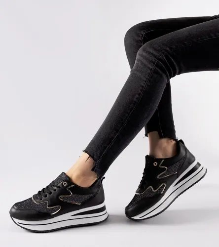 Czarne sneakersy na platformie Inès 40 na Arena.pl