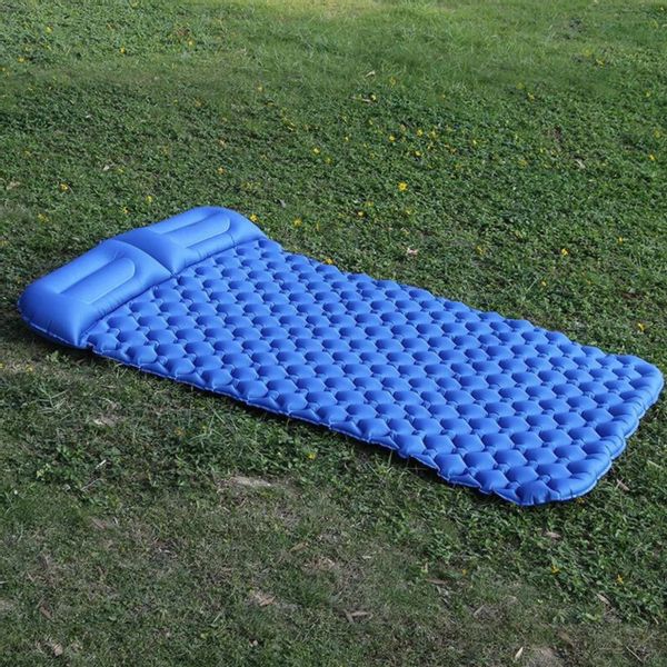 Materac dwuosobowy z pompką niebieski zdjęcie 2