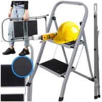 Drabina 2-stopniowa drabinka domowa składana stalowa metalowa szara 150 kg