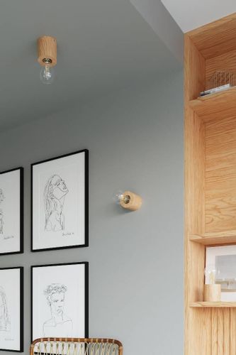 Drewniana LAMPA sufitowa SL.0672 okrągła OPRAWA spot natynkowy ekologiczny downlight na Arena.pl