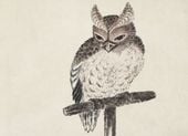 Plakat 18x13cm Owl 2, Hokusai Japoński Vintage do Salonu