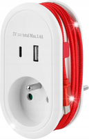 GNIAZDO ROZDZIELACZ USB A+C Z KABLEM USB C 60CM ŁADOWARKA 5V STREND PRO