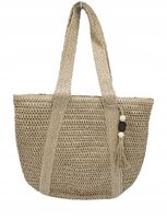 Maxfly - modna pleciona torebka chwost ciemny beżowy L0105